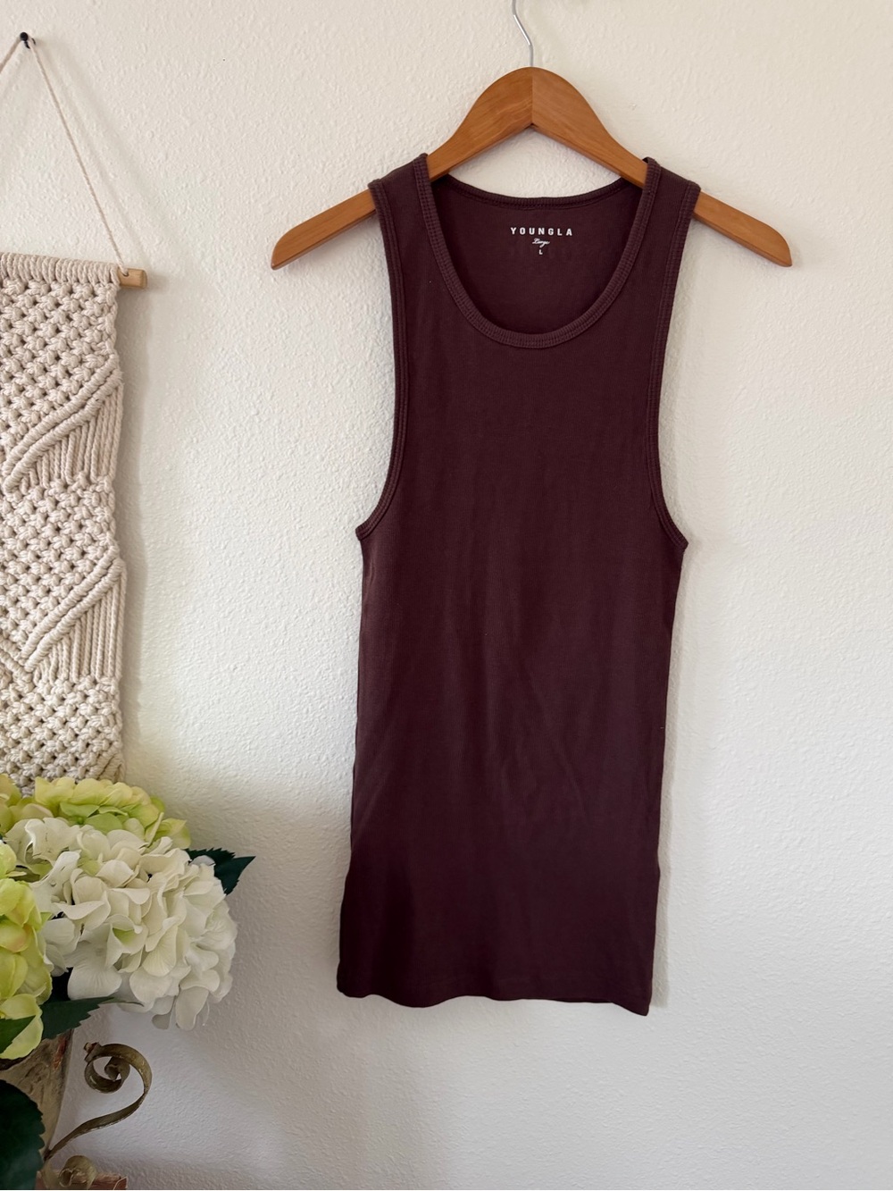 YoungLA Men's Ribbed Tank Top 340 - Dark Brown